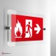 Cartello plexiglass su parete con distanziatori: Uscita d'emergenza incendio direzionale rettangolare 2-1