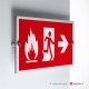 Cartello alluminio su parete con distanziatori: Uscita d'emergenza incendio direzionale rettangolare 2-1