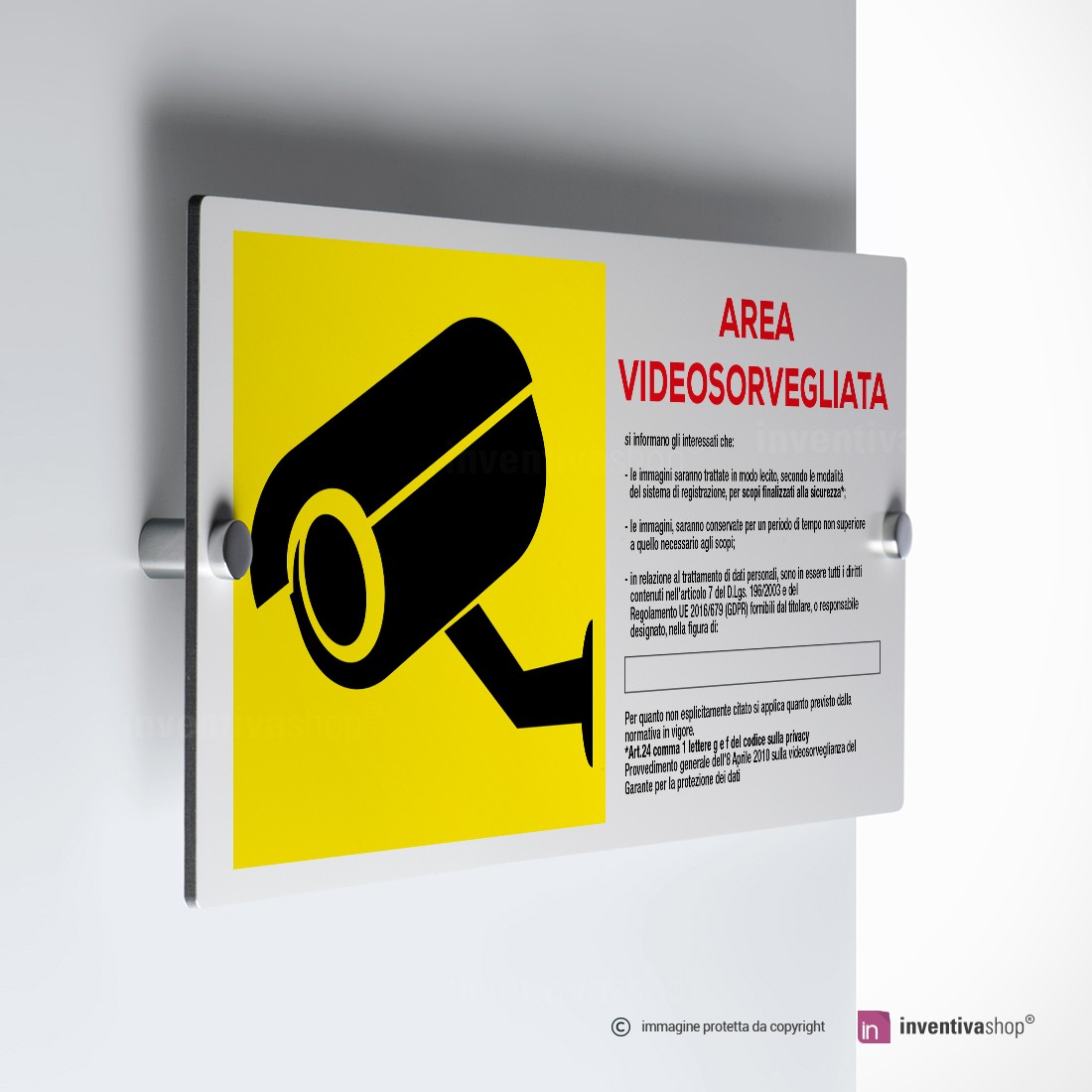 CARTELLO AREA VIDEOSORVEGLIATA Alluminio, 2 Pezzi Cartello Videosorveglianza 365728212894