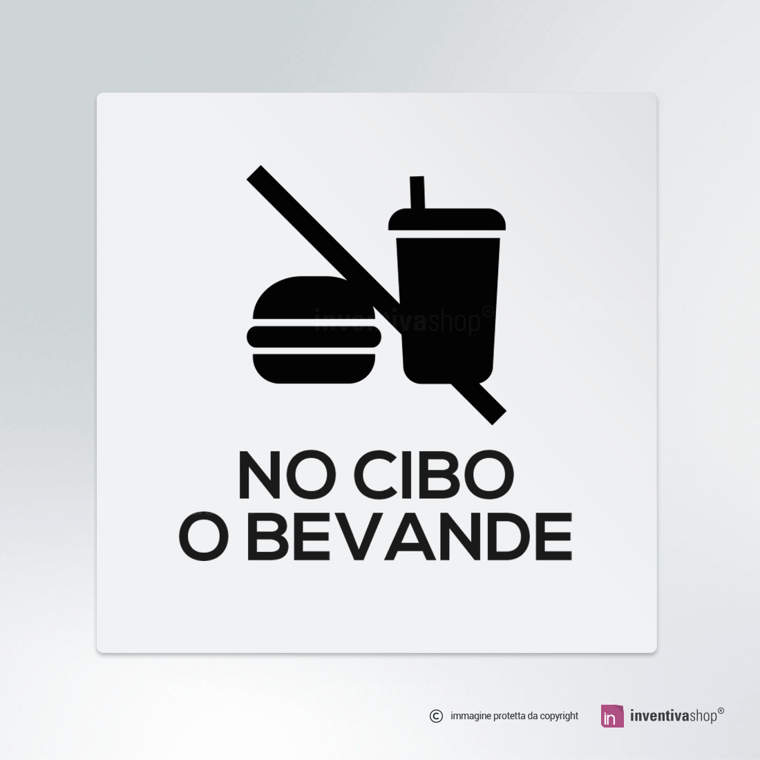Adesivo Vietato Cibo E Bevande Per Negozi, Attivit&agrave; Commerciali, Vinile Resistente