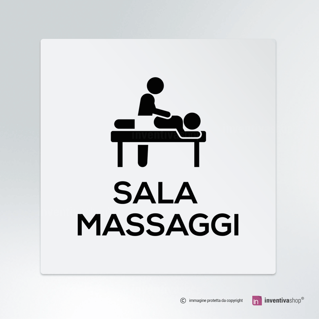 Cartello 'Sala Massaggi' 20x20cm - Adesivo O Alluminio Per Interni/Esterni