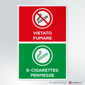  Cartello multi-materiale: Vietato fumare, sigarette elettroniche permesse