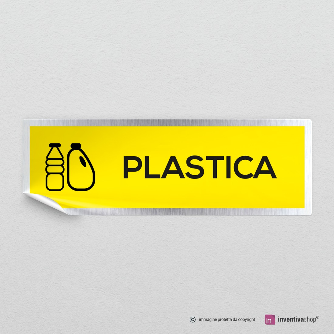 Signs - Design Kit, 6 pezzi, Personalizzabili - Adesivi Raccolta Differenziata, Etichette Adesive Differenziata rifiuti, A rilievo Targhette Simboli raccolta differenziata bidoni - mod. 03