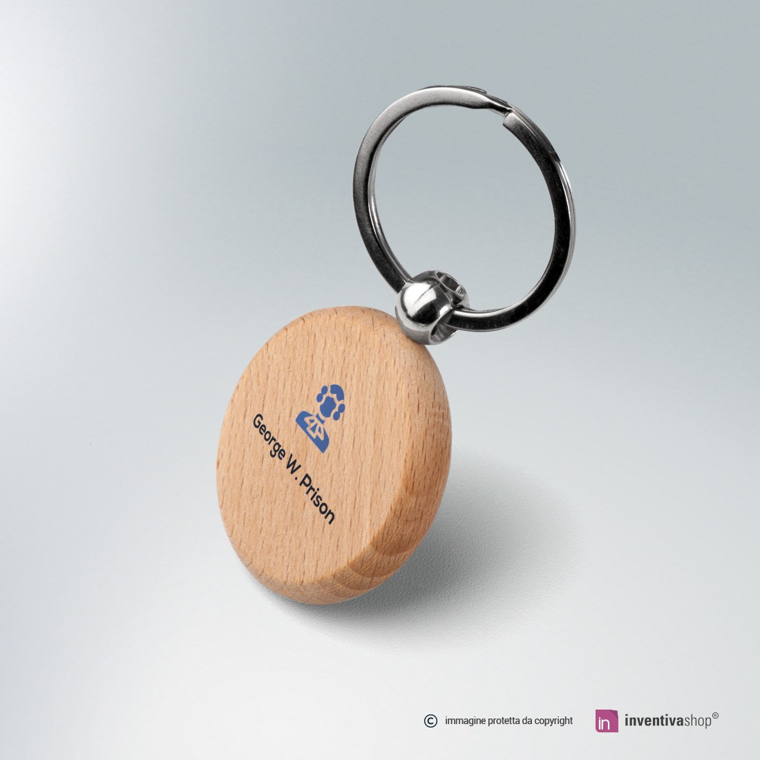 Portachiavi personalizzato in legno: rotondo 