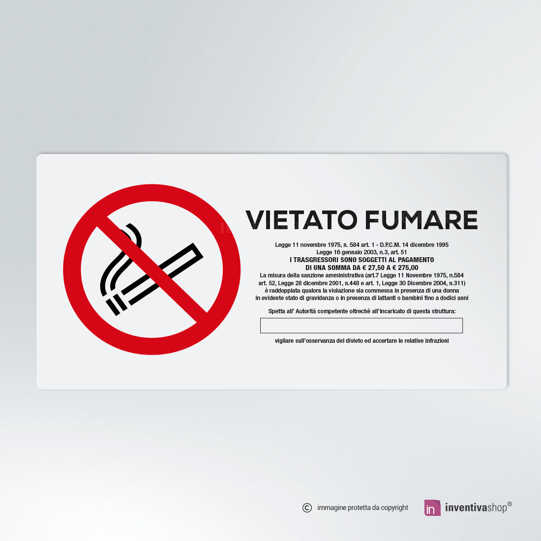 Cartello vietato fumare rettangolare 2-1: multi-materiale 