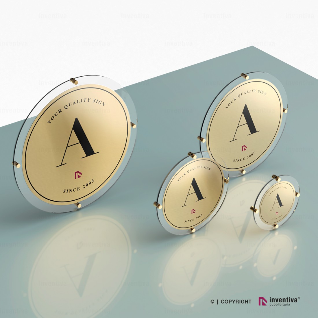 Targhetta Rotonda Per Porta 100 Mm – Sala D’Attesa 005 – Alluminio Anodizzato 1,5 Mm Effetto Acciaio – Targa Indirizzo Con Adesivo – Made In Germany