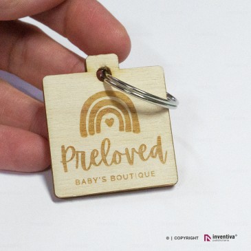 Portachiavi In Legno Personalizzato Con Foto O Testo – Formato Quadrato 37x37 Mm, Regalo Unico Per Lui E Lei