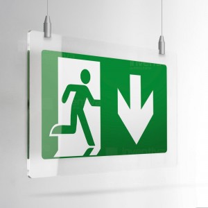 Cartello Plex: Direzionale uscita di emergenza a soffitto