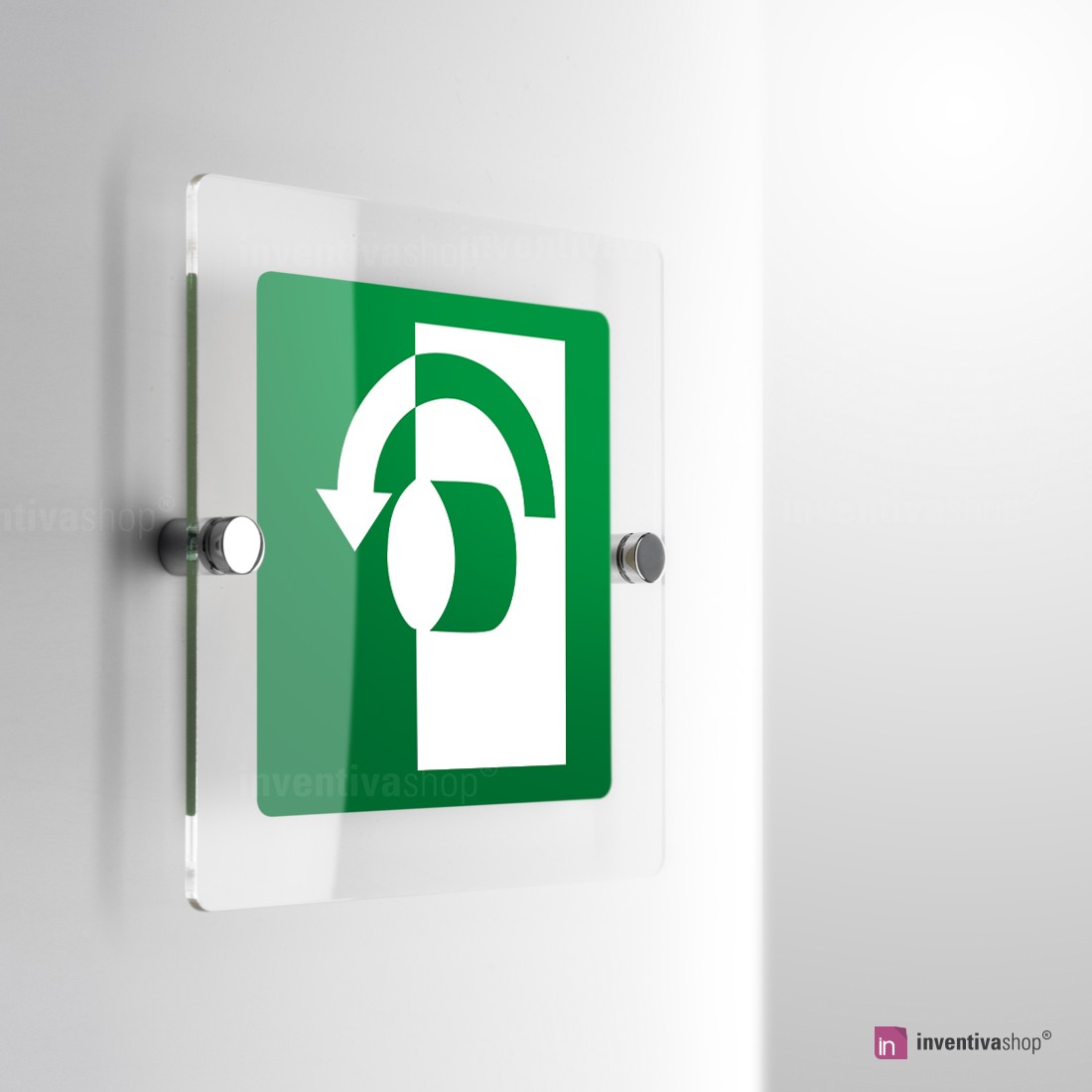 VSafety, cartello per porta Glow In The Dark Turn To Open (antiorario), 100 mm x 100 mm, in vinile autoadesivo