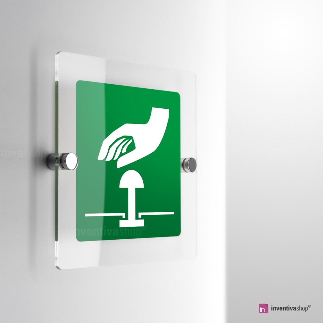 Cartello uscita di emergenza, freccia verso il basso, extra luminosa, autoadesivo, in PVC, 297 x