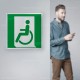 Cartello Plex: Uscita d'emergenza disabili a sinistra E026 . monofacciale