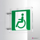 Cartello Plex: Uscita d'emergenza disabili bifacciale