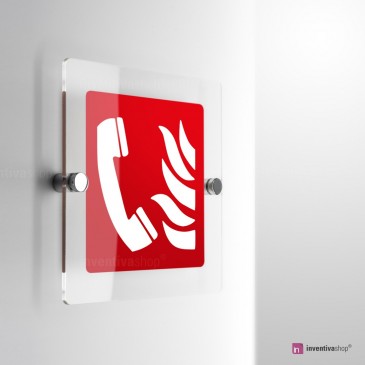 Cartello Plex: Telefono di emergenza antincendio F006 monofacciale