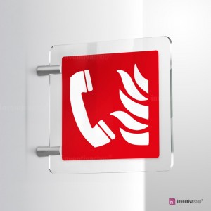 Cartello Plex: Telefono di emergenza antincendio F006 bifacciale