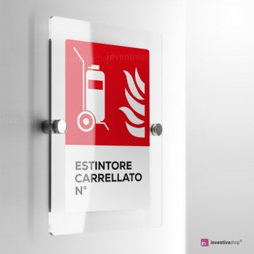Cartello Plex: Antincendio estintore carrellato numerato
