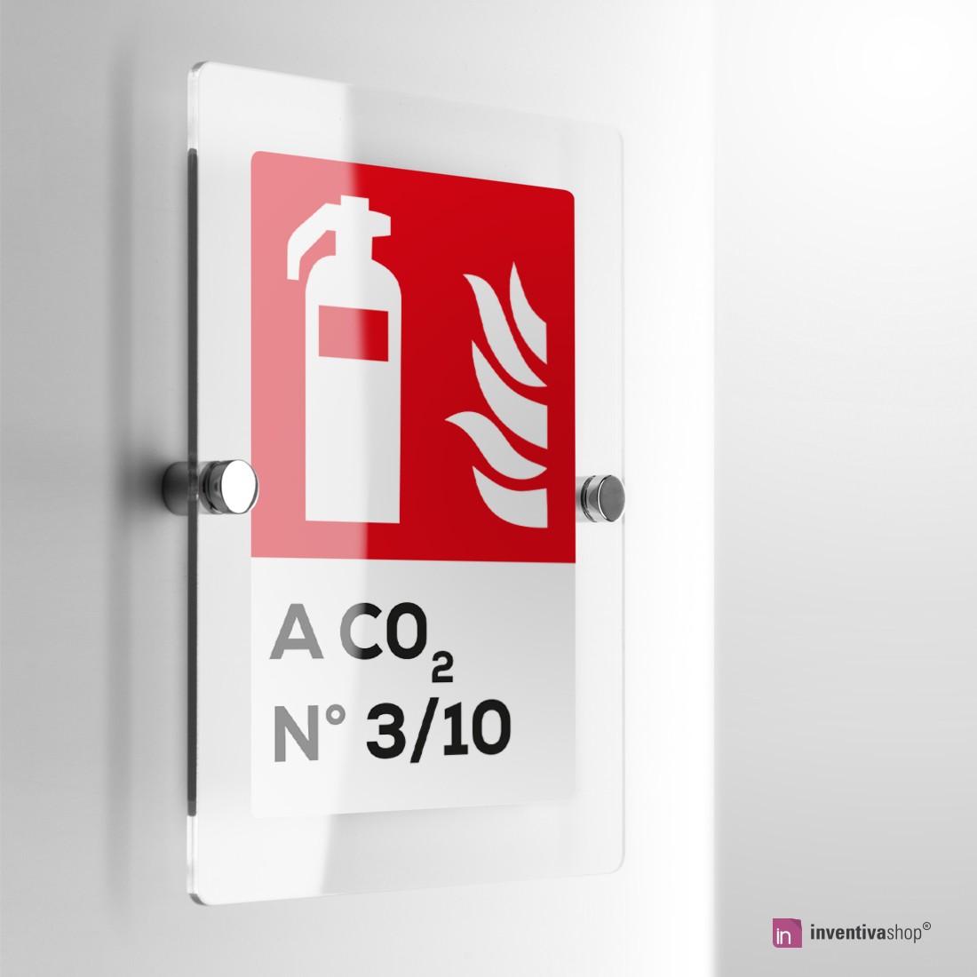 Targhetta estintore a co2 numerato: Segnaletica antincendio Plexiglass