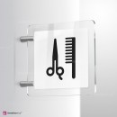 Cartello Plex: Salone barba e capelli bifacciale