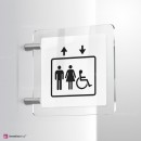 Cartello Plex: Ascensore Standard uomo donna handicap bifacciale