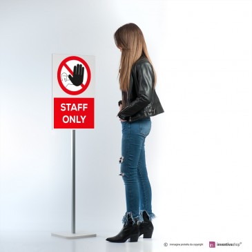 VSafety Cartello Per Porta "Staff Only" 300x100 Mm – Plastica Rigida 1 Mm – Segnale Orizzontale Per Ufficio