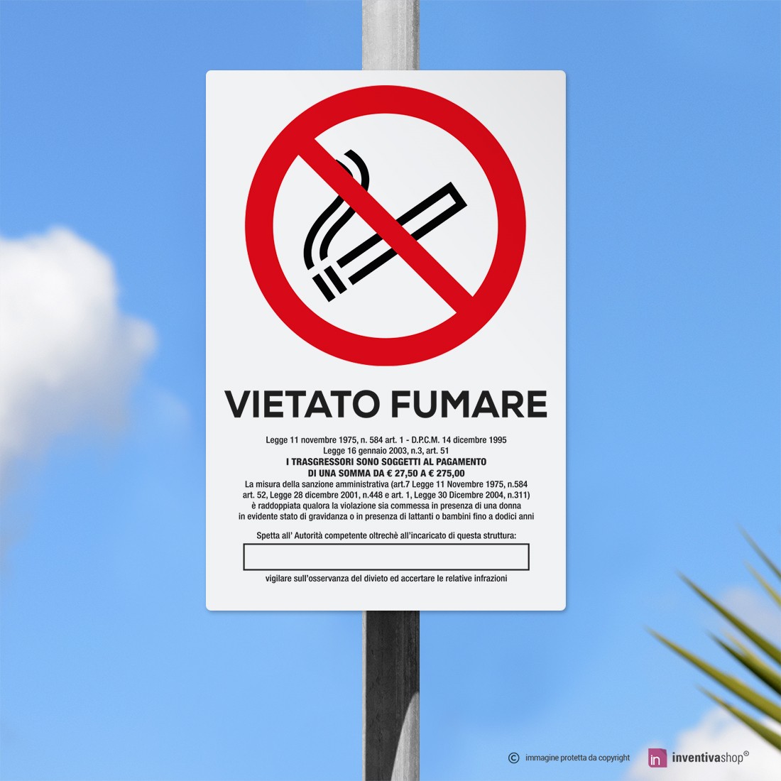 CARTELLI SEGNALATORI CARTELLO ALLUMINIO 27x43cm 'VIETATO FUMARE