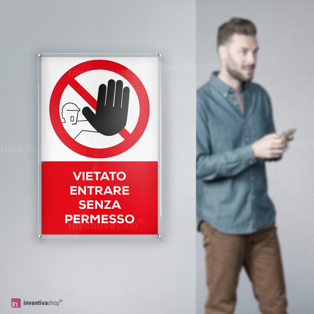 Komma Security Cartello 'Proprietà Privata - Vietato Entrare' 30x20cm, Plastica Resistente, Bianco/Rosso