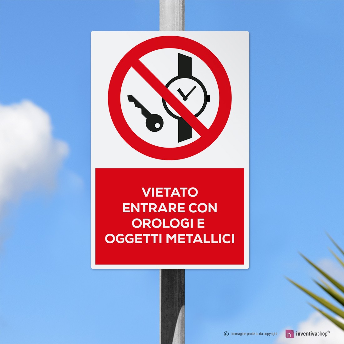 Vietato pulire o lubrificare organi in moto - A - Alluminio 115x180 mm