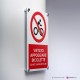 Cartello alluminio su parete con distanziatori: vietato appoggiare biciclette