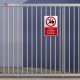 Cartello con supporto per cancello o ringhiera: vietato il transito di carrelli elevatori