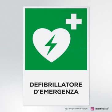  Cartello Defibrillatore d'emergenza