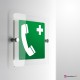 Cartello plexiglass su parete con distanziatori: Telefono d'emergenza E004