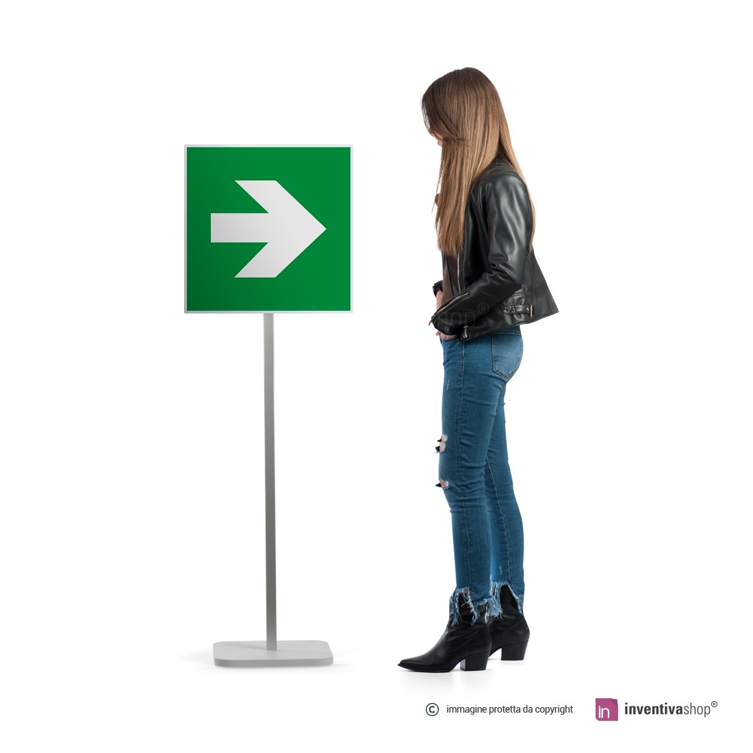 CARTELLO PVC ADESIVO Scala di Emergenza - alto freccia sinistra EUR 4