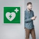 Cartello plexiglass su parete con distanziatori: Defibrillatore d'emergenza E010