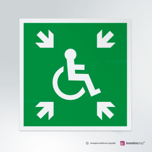 Cartello multi-materiale: rifugio temporaneo d'emergenza disabili E024