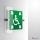 Cartello plexiglass su parete con distanziatori: rifugio temporaneo d'emergenza disabili E024