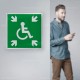 Cartello plexiglass su parete con distanziatori: rifugio temporaneo d'emergenza disabili E024