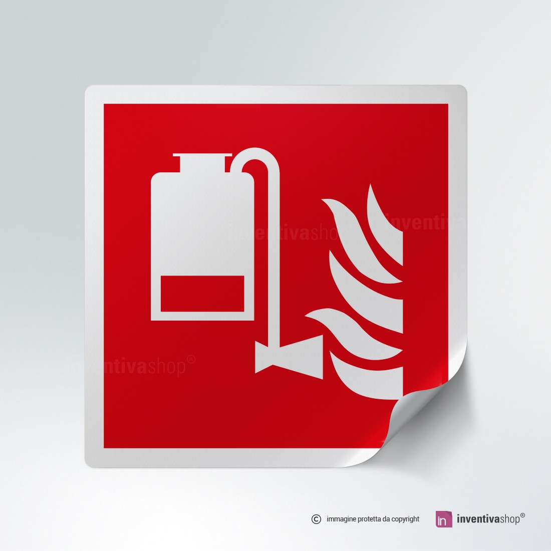Cartello Estintore VSafety 11003AJ-R - Schiuma Spray ID, Plastica Rigida, 100x280 Mm, Conforme EN ISO 7010, Con Adesivi