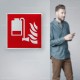 Cartello plexiglass su parete con distanziatori: Estintore a schiuma mobile F010