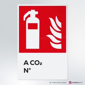  Cartello multi-materiale: Estintore a Co2 numerato antincendio