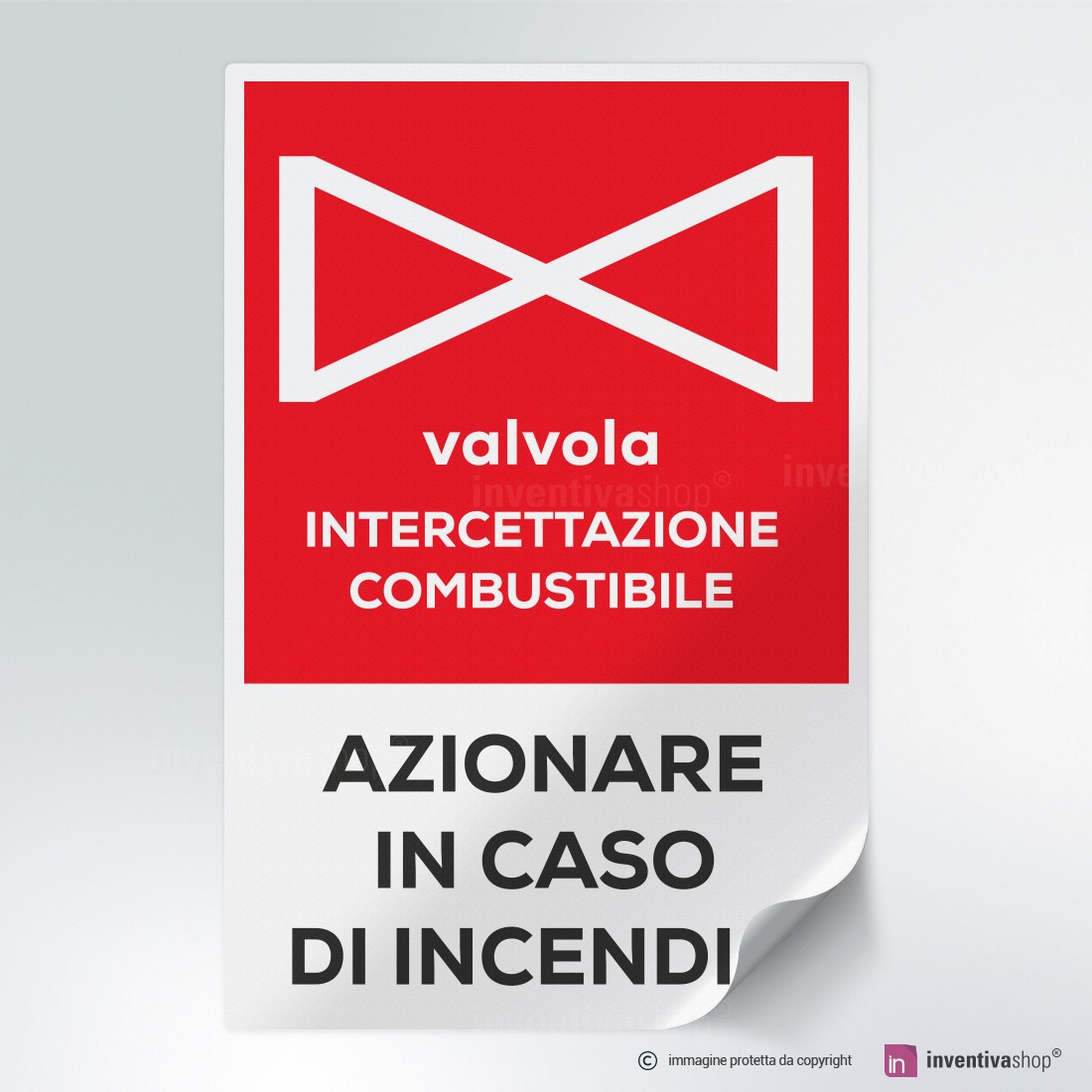 Adesivi Segnaletica Sicurezza Gas &ndash; Confezione Da 4 &ndash; Etichetta Valvola Spegnimento Gas 100x100mm
