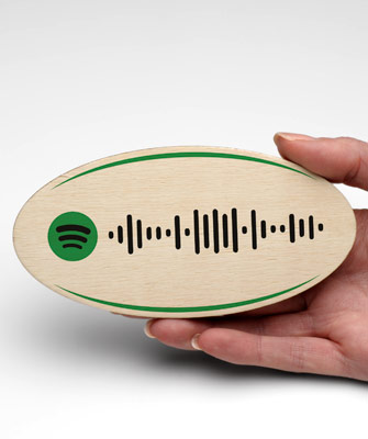 Targhetta in legno con traccia Spotify