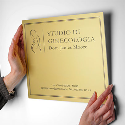 Targa medicina ginecologica: stampata su alluminio gold