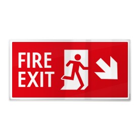 Vsafety 14002 Ax-r2 Cartello Uscita Antincendio Freccia Giù – 300 X 100 Mm, 2 Mm, In Plastica Rigida, Norma EN ISO 7010